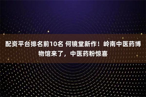 配资平台排名前10名 何镜堂新作！岭南中医药博物馆来了，中医药粉惊喜